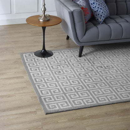 Modway Outlet Freydis Greek Key 5x8 Area Rug by Modway  Living Room Rugs White and Light Gray - R-1013B-58