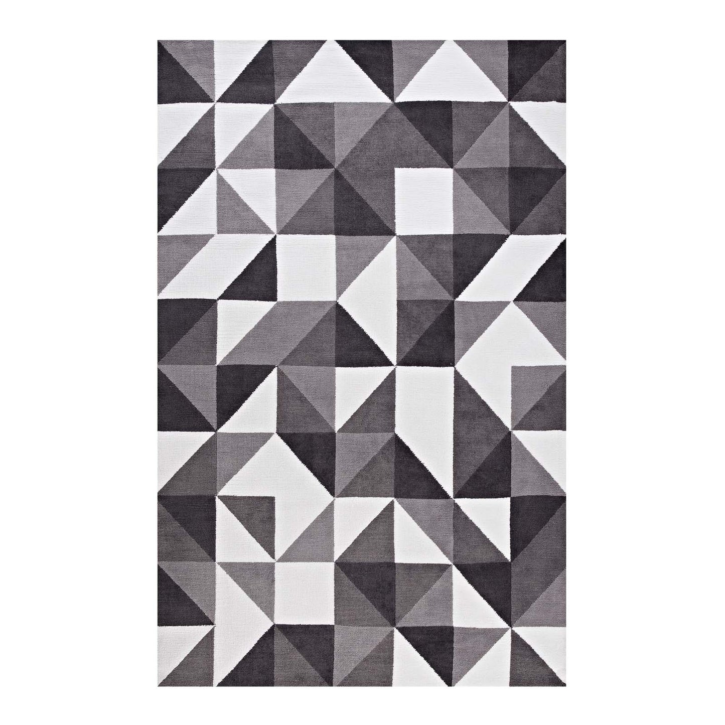 Modway Outlet Kahula Geometric Triangle Mosaic 8x10 Area Rug by Modway  Living Room Rugs Black Gray and White - R-1014A-810