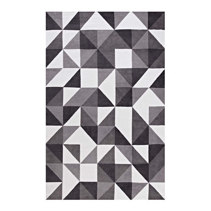 Modway Outlet Kahula Geometric Triangle Mosaic 8x10 Area Rug by Modway  Living Room Rugs Black Gray and White - R-1014A-810