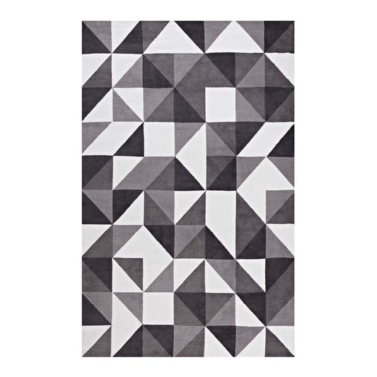 Modway Outlet Kahula Geometric Triangle Mosaic 8x10 Area Rug by Modway  Living Room Rugs Black Gray and White - R-1014A-810