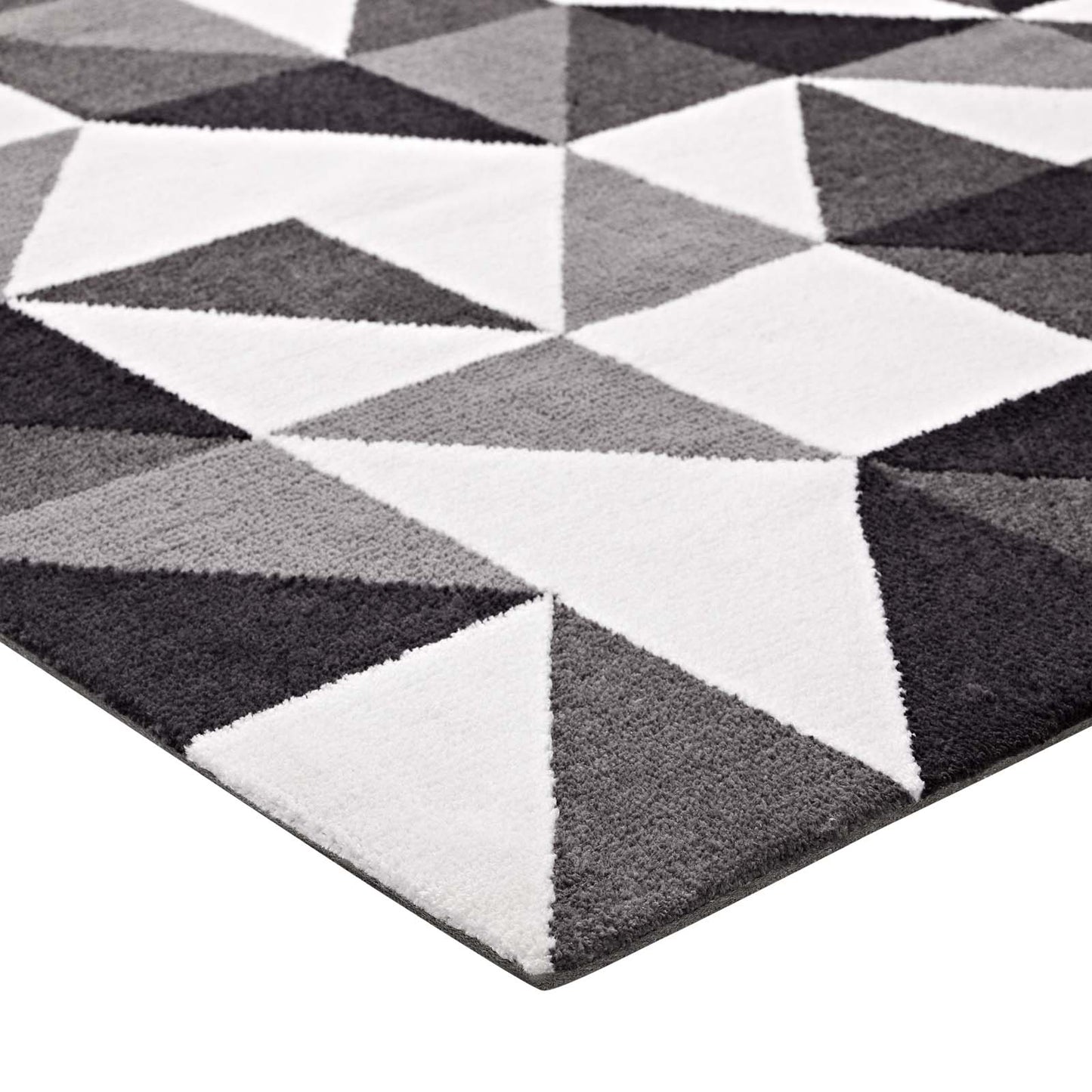 Modway Outlet Kahula Geometric Triangle Mosaic 8x10 Area Rug by Modway  Living Room Rugs Black Gray and White - R-1014A-810