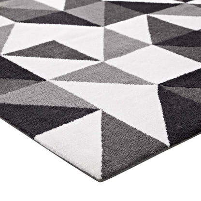 Modway Outlet Kahula Geometric Triangle Mosaic 8x10 Area Rug by Modway  Living Room Rugs Black Gray and White - R-1014A-810