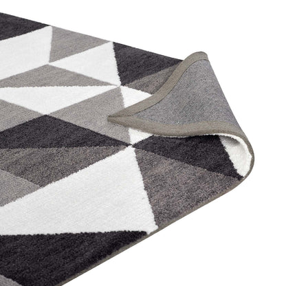 Modway Outlet Kahula Geometric Triangle Mosaic 8x10 Area Rug by Modway  Living Room Rugs Black Gray and White - R-1014A-810