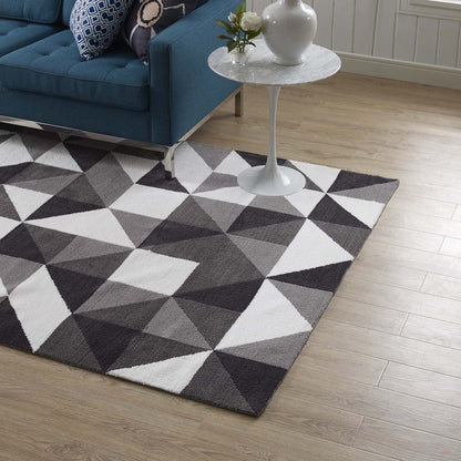 Modway Outlet Kahula Geometric Triangle Mosaic 8x10 Area Rug by Modway  Living Room Rugs Black Gray and White - R-1014A-810