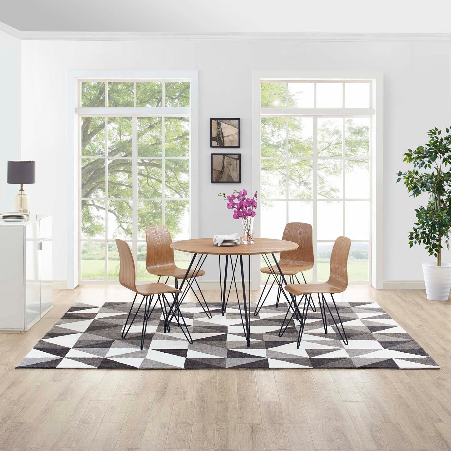 Modway Outlet Kahula Geometric Triangle Mosaic 8x10 Area Rug by Modway  Living Room Rugs Black Gray and White - R-1014A-810