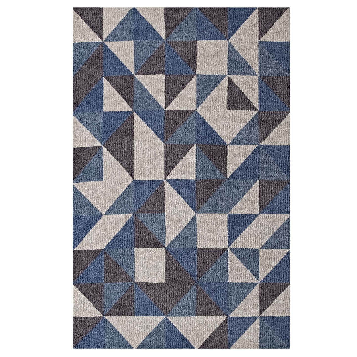 Modway Outlet Kahula Geometric Triangle Mosaic 5x8 Area Rug by Modway  Living Room Rugs Blue White and Gray - R-1014B-58