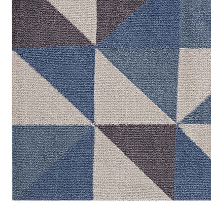 Modway Outlet Kahula Geometric Triangle Mosaic 5x8 Area Rug by Modway  Living Room Rugs Blue White and Gray - R-1014B-58