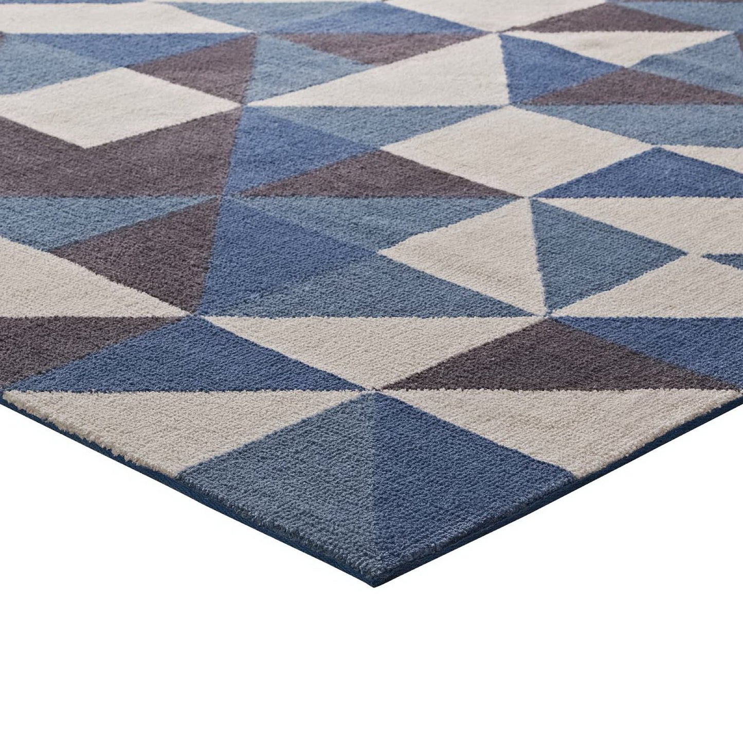 Modway Outlet Kahula Geometric Triangle Mosaic 8x10 Area Rug by Modway  Living Room Rugs Blue White and Gray - R-1014B-810
