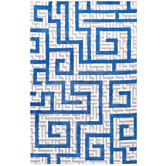 Modway Outlet Nahia Geometric Maze 5x8 Area Rug by Modway  Living Room Rugs Ivory Light Gray and Blue - R-1015A-58