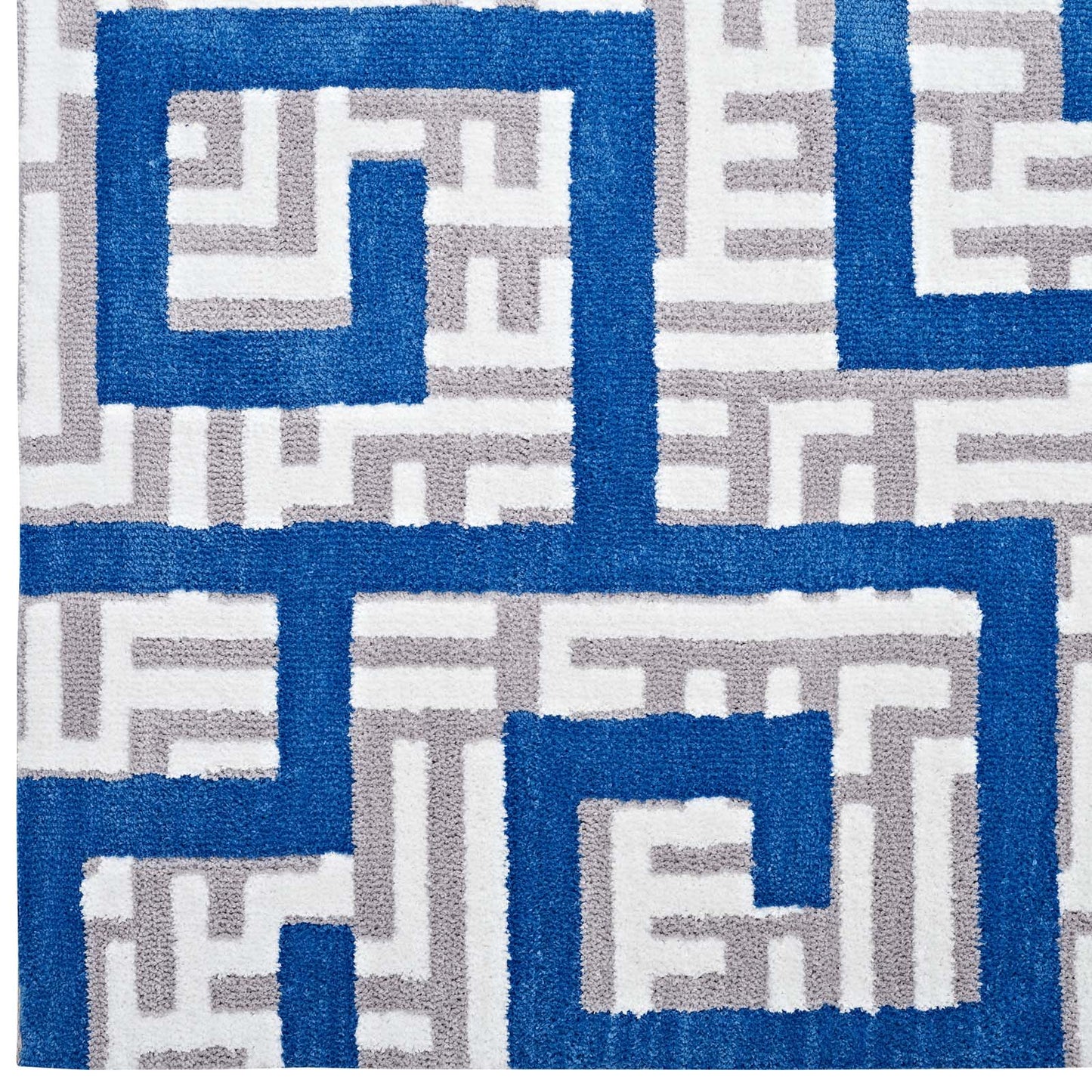 Modway Outlet Nahia Geometric Maze 5x8 Area Rug by Modway  Living Room Rugs Ivory Light Gray and Blue - R-1015A-58