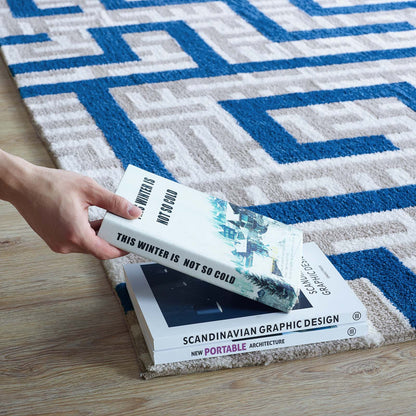 Modway Outlet Nahia Geometric Maze 5x8 Area Rug by Modway  Living Room Rugs Ivory Light Gray and Blue - R-1015A-58