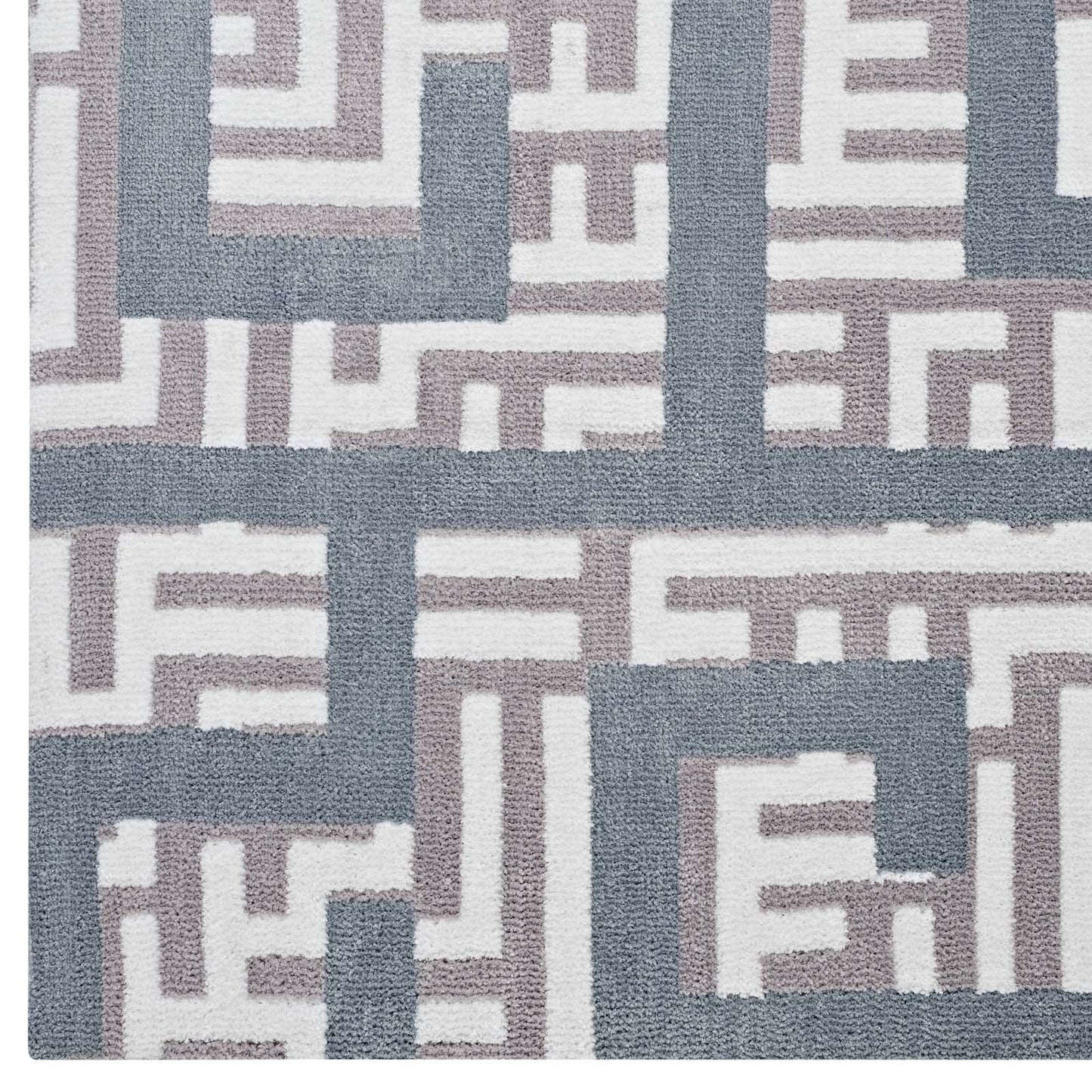 Modway Outlet Nahia Geometric Maze 5x8 Area Rug by Modway  Living Room Rugs Ivory Light Gray and Sky Blue - R-1015B-58