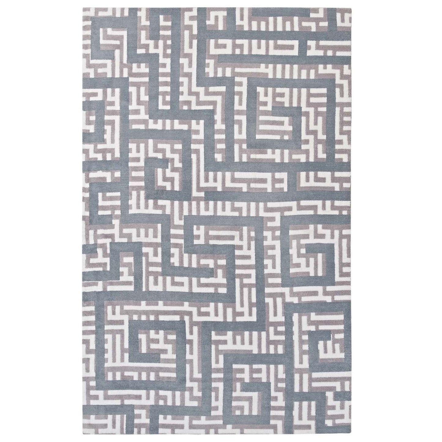 Modway Outlet Nahia Geometric Maze 8x10 Area Rug by Modway  Living Room Rugs Ivory Light Gray and Sky Blue - R-1015B-810