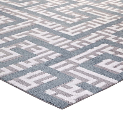 Modway Outlet Nahia Geometric Maze 8x10 Area Rug by Modway  Living Room Rugs Ivory Light Gray and Sky Blue - R-1015B-810