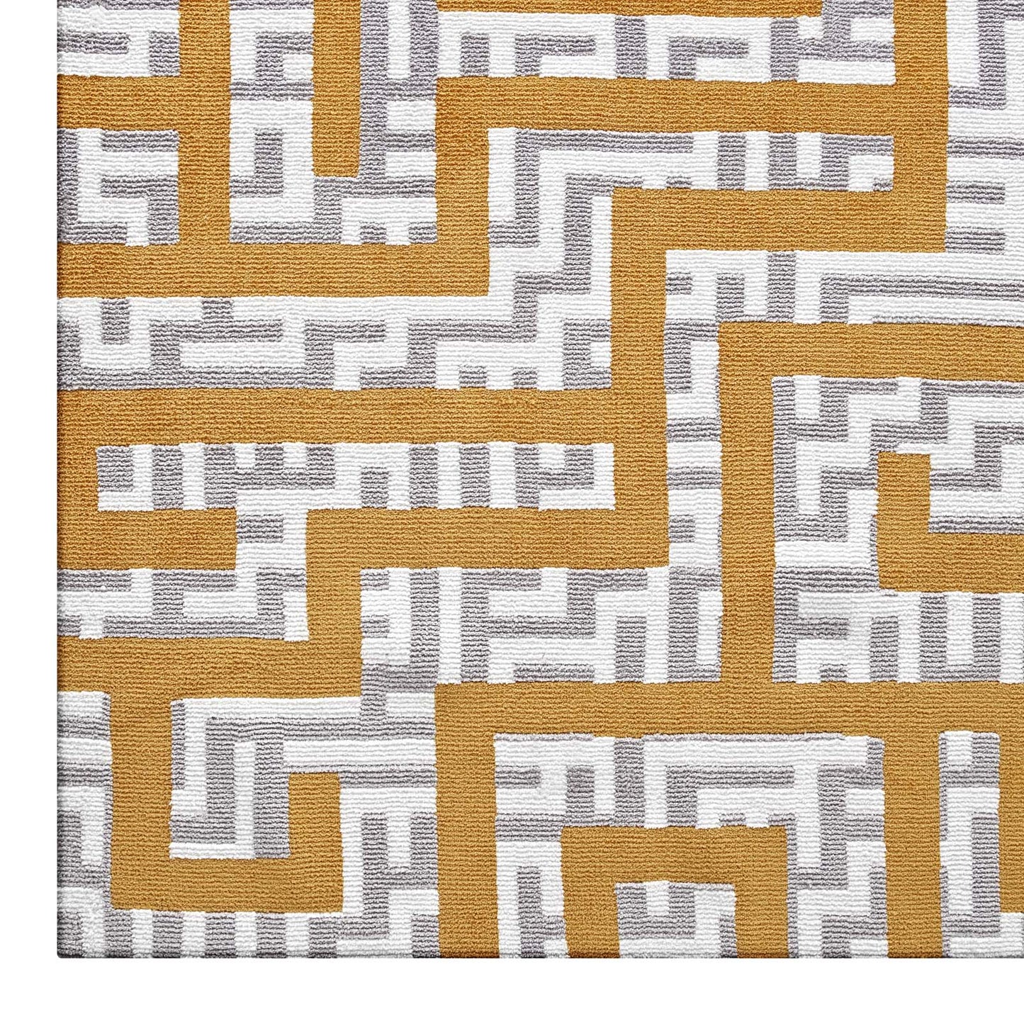 Modway Outlet Nahia Geometric Maze 5x8 Area Rug by Modway  Living Room Rugs Ivory Light Gray and Banana Yellow - R-1015C-58