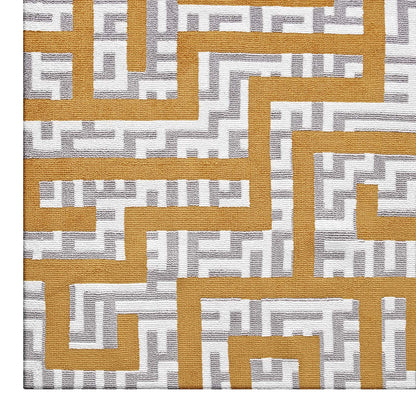Modway Outlet Nahia Geometric Maze 8x10 Area Rug by Modway  Living Room Rugs Ivory Light Gray and Banana Yellow - R-1015C-810