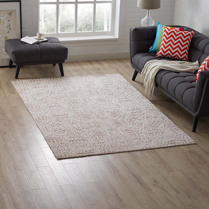 Modway Outlet Javiera Contemporary Moroccan 5x8 Area Rug by Modway  Living Room Rugs Ivory and Cameo Rose - R-1018B-58