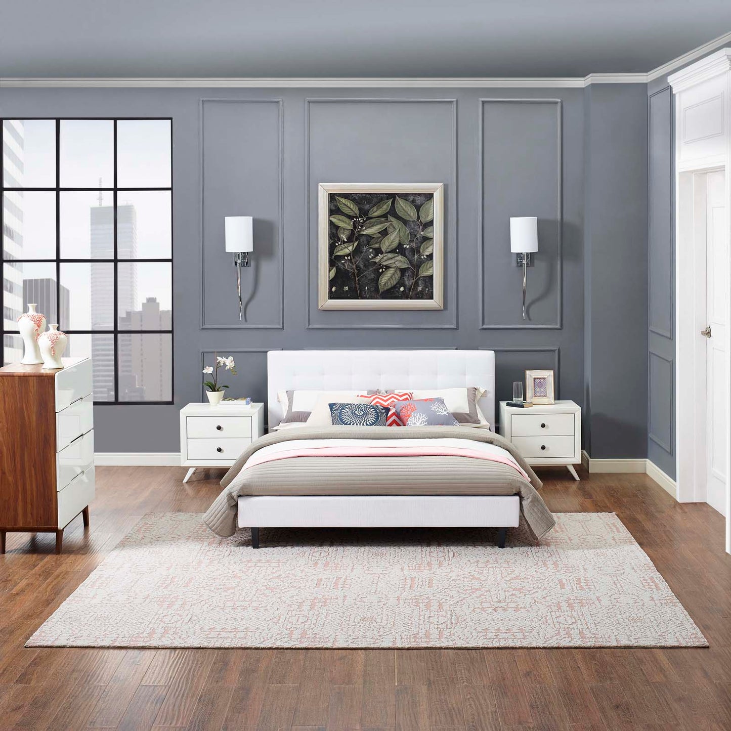 Modway Outlet Javiera Contemporary Moroccan 8x10 Area Rug by Modway  Living Room Rugs Ivory and Cameo Rose - R-1018B-810