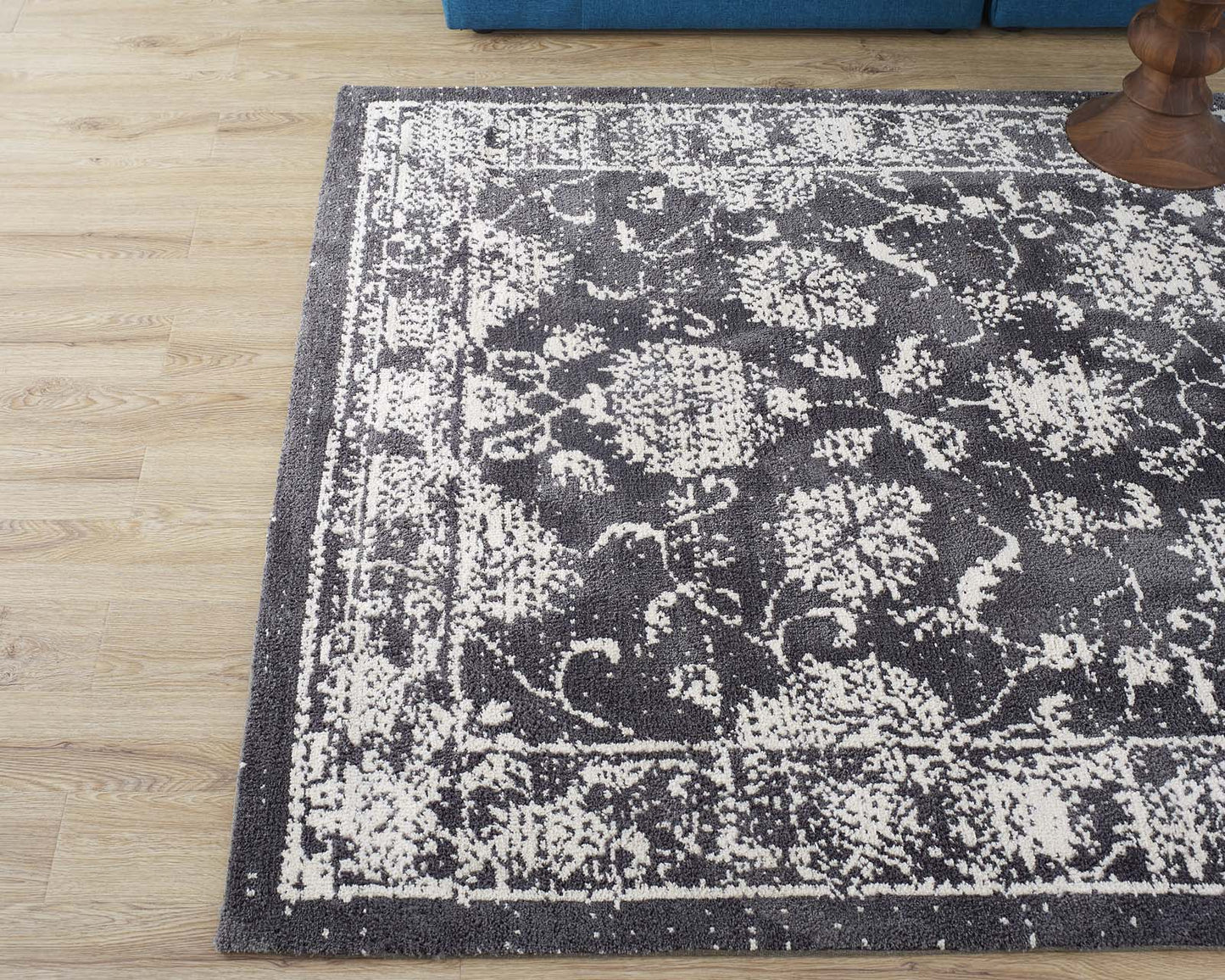 Modway Outlet Kazia Distressed Floral Lattice 5x8 Area Rug by Modway  Living Room Rugs Dark Gray and Ivory - R-1020A-58