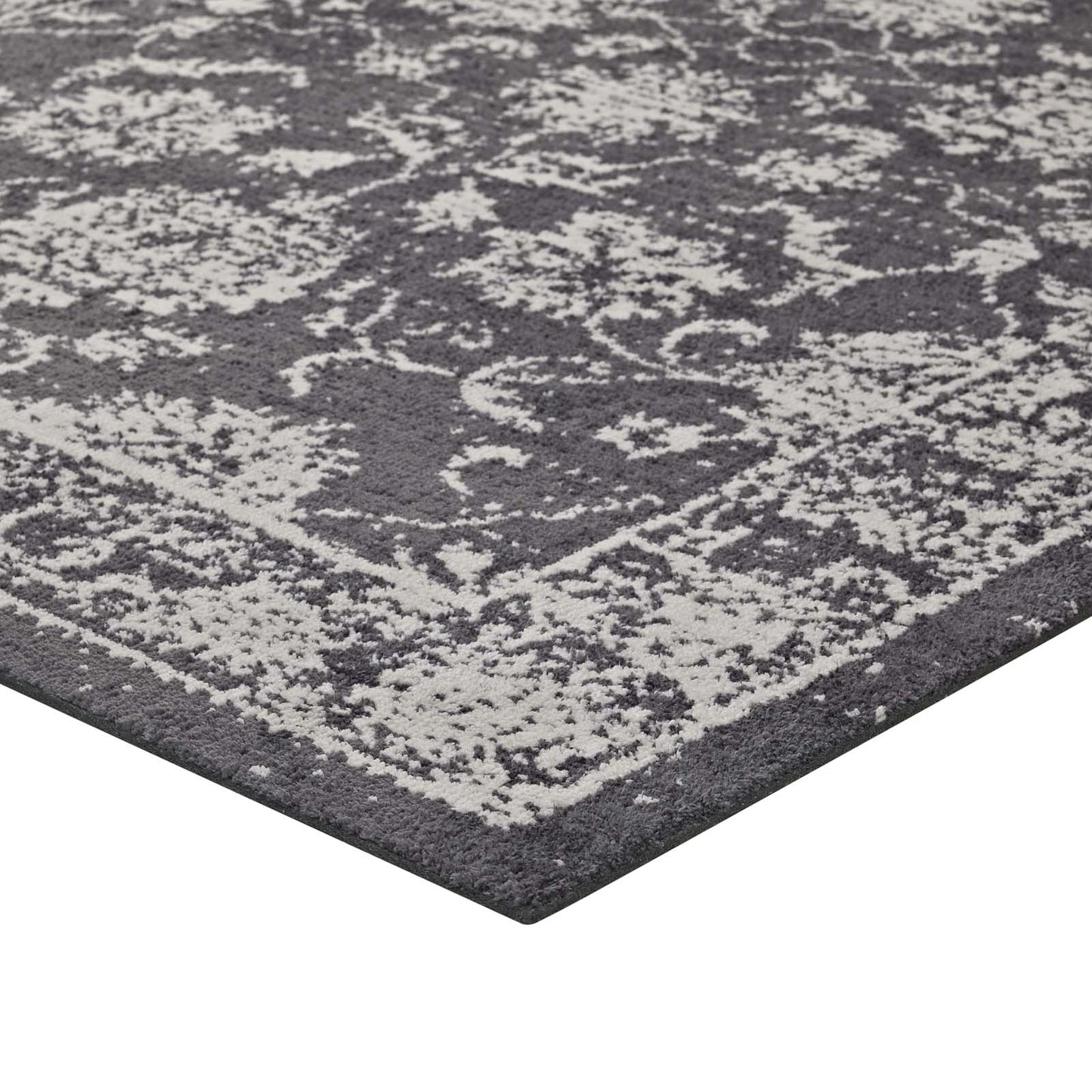 Modway Outlet Kazia Distressed Floral Lattice 8x10 Area Rug by Modway  Living Room Rugs Dark Gray and Ivory - R-1020A-810