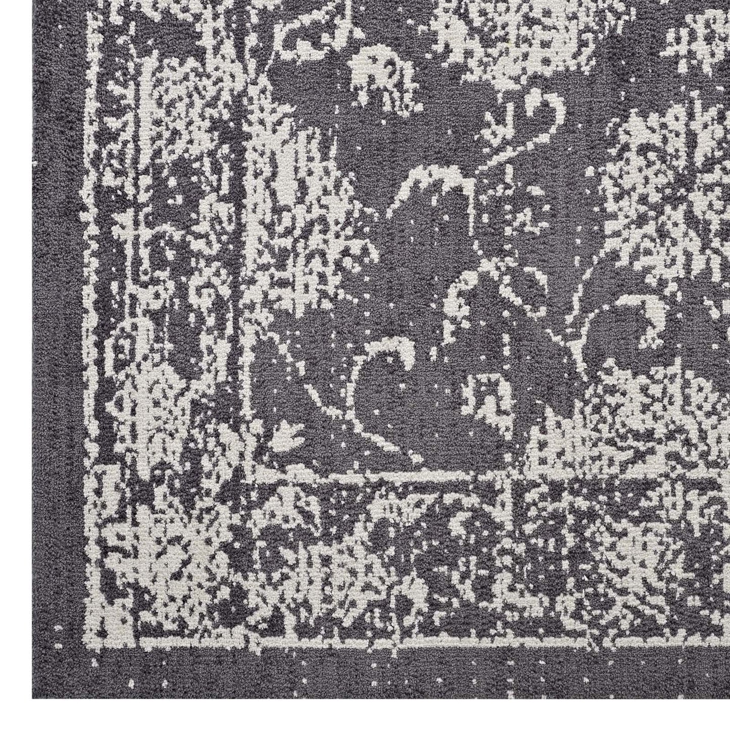 Modway Outlet Kazia Distressed Floral Lattice 8x10 Area Rug by Modway  Living Room Rugs Dark Gray and Ivory - R-1020A-810