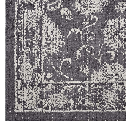 Modway Outlet Kazia Distressed Floral Lattice 8x10 Area Rug by Modway  Living Room Rugs Dark Gray and Ivory - R-1020A-810