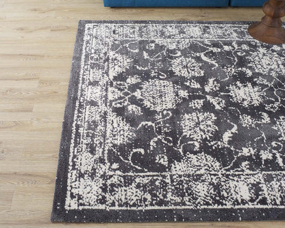Modway Outlet Kazia Distressed Floral Lattice 8x10 Area Rug by Modway  Living Room Rugs Dark Gray and Ivory - R-1020A-810