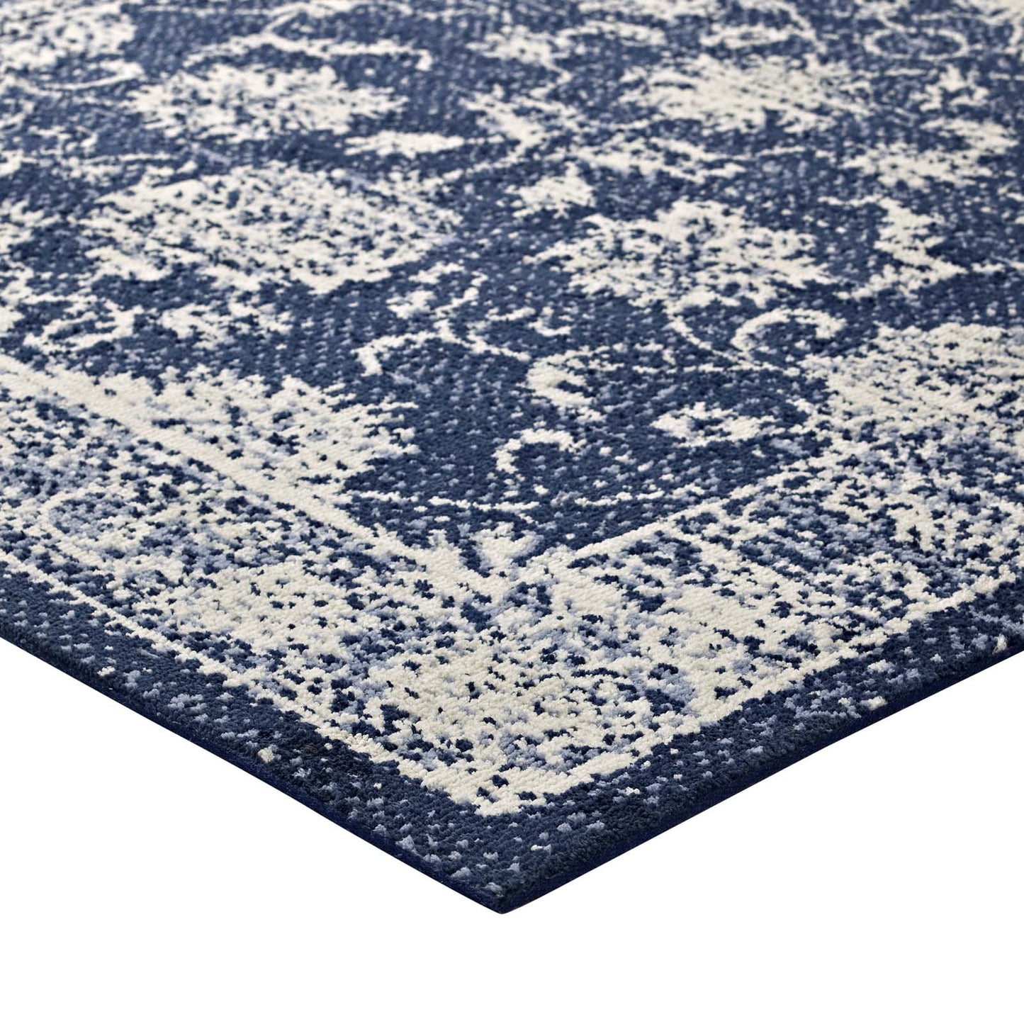 Modway Outlet Kazia Distressed Floral Lattice 5x8 Area Rug by Modway  Living Room Rugs Dark Blue and Ivory - R-1020B-58