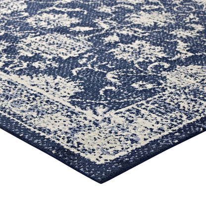 Modway Outlet Kazia Distressed Floral Lattice 5x8 Area Rug by Modway  Living Room Rugs Dark Blue and Ivory - R-1020B-58