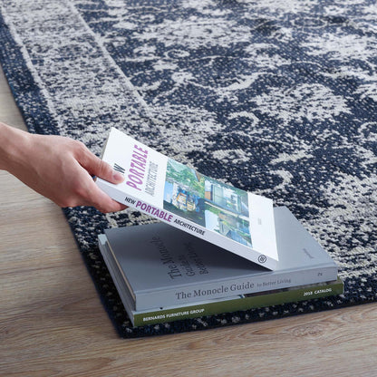 Modway Outlet Kazia Distressed Floral Lattice 5x8 Area Rug by Modway  Living Room Rugs Dark Blue and Ivory - R-1020B-58