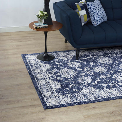 Modway Outlet Kazia Distressed Floral Lattice 5x8 Area Rug by Modway  Living Room Rugs Dark Blue and Ivory - R-1020B-58