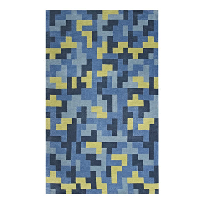 Modway Outlet Andela Interlocking Block Mosaic 8x10 Area Rug by Modway  Living Room Rugs Multicolored Blue and Light Olive Green - R-1022A-810