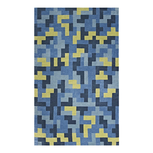 Modway Outlet Andela Interlocking Block Mosaic 8x10 Area Rug by Modway  Living Room Rugs Multicolored Blue and Light Olive Green - R-1022A-810