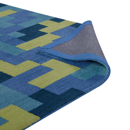 Modway Outlet Andela Interlocking Block Mosaic 8x10 Area Rug by Modway  Living Room Rugs Multicolored Blue and Light Olive Green - R-1022A-810