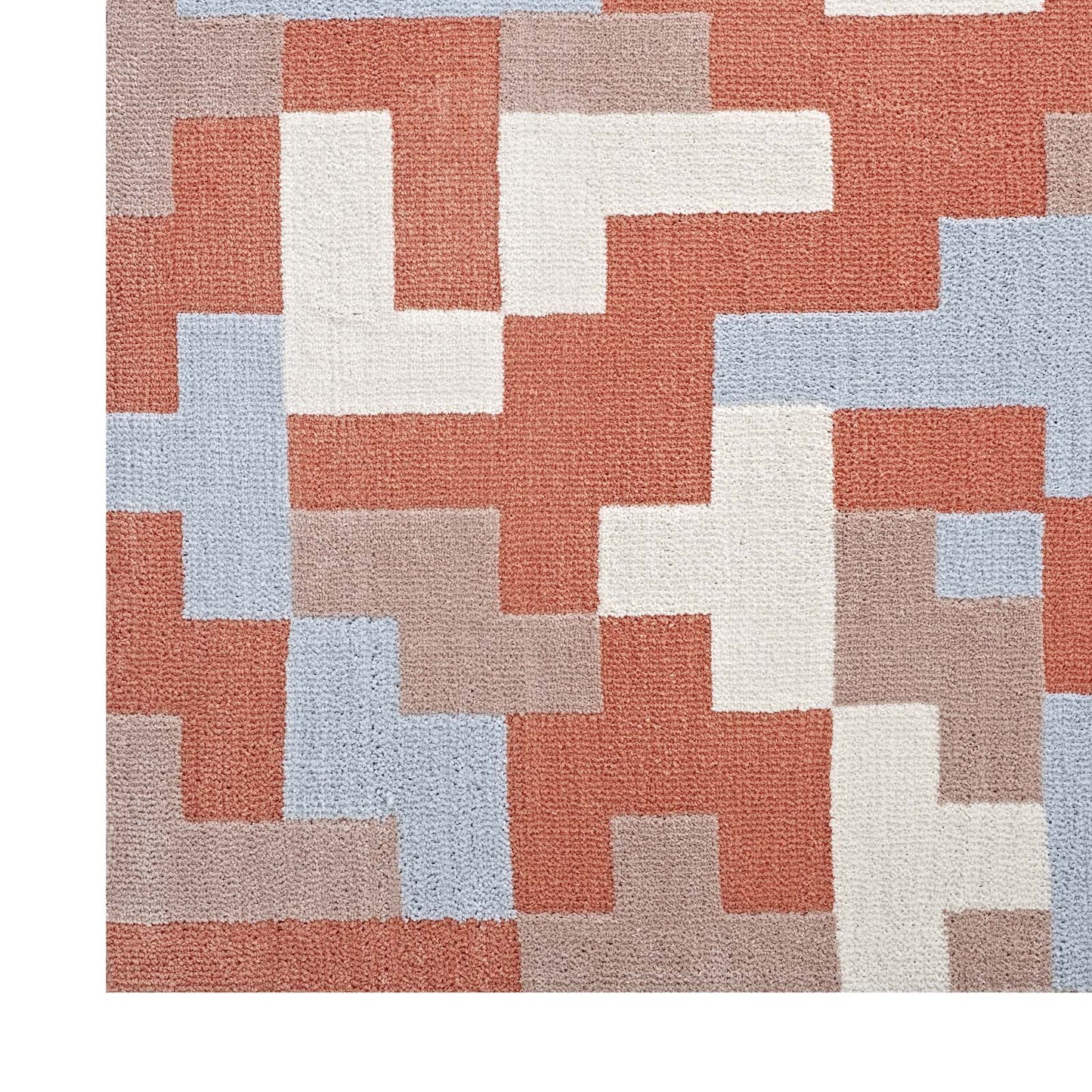 Modway Outlet Andela Interlocking Block Mosaic 5x8 Area Rug by Modway  Living Room Rugs Multicolored Coral and Light Blue - R-1022B-58