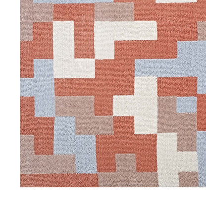 Modway Outlet Andela Interlocking Block Mosaic 5x8 Area Rug by Modway  Living Room Rugs Multicolored Coral and Light Blue - R-1022B-58