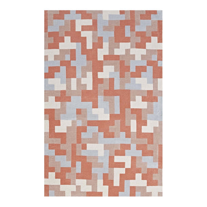 Modway Outlet Andela Interlocking Block Mosaic 8x10 Area Rug by Modway  Living Room Rugs Multicolored Coral and Light Blue - R-1022B-810