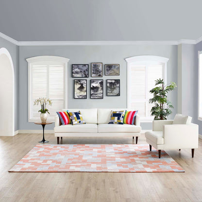 Modway Outlet Andela Interlocking Block Mosaic 8x10 Area Rug by Modway  Living Room Rugs Multicolored Coral and Light Blue - R-1022B-810