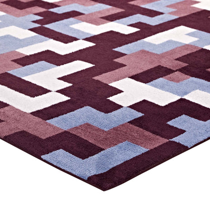 Modway Outlet Andela Interlocking Block Mosaic 5x8 Area Rug by Modway  Living Room Rugs Multicolored Red and Light Blue - R-1022C-58