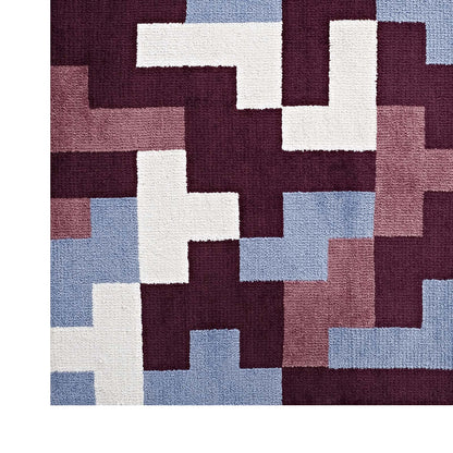 Modway Outlet Andela Interlocking Block Mosaic 8x10 Area Rug by Modway  Living Room Rugs Multicolored Red and Light Blue - R-1022C-810