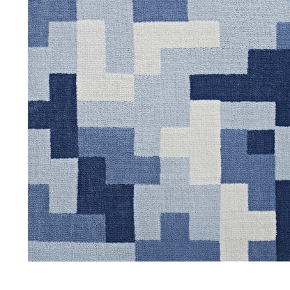 Modway Outlet Andela Interlocking Block Mosaic 5x8 Area Rug by Modway  Living Room Rugs Multicolored Light and Dark Blue - R-1022D-58