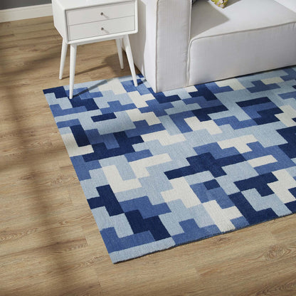 Modway Outlet Andela Interlocking Block Mosaic 5x8 Area Rug by Modway  Living Room Rugs Multicolored Light and Dark Blue - R-1022D-58