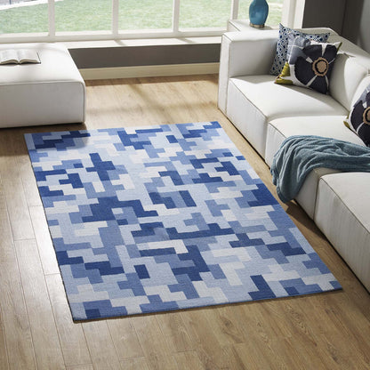 Modway Outlet Andela Interlocking Block Mosaic 5x8 Area Rug by Modway  Living Room Rugs Multicolored Light and Dark Blue - R-1022D-58