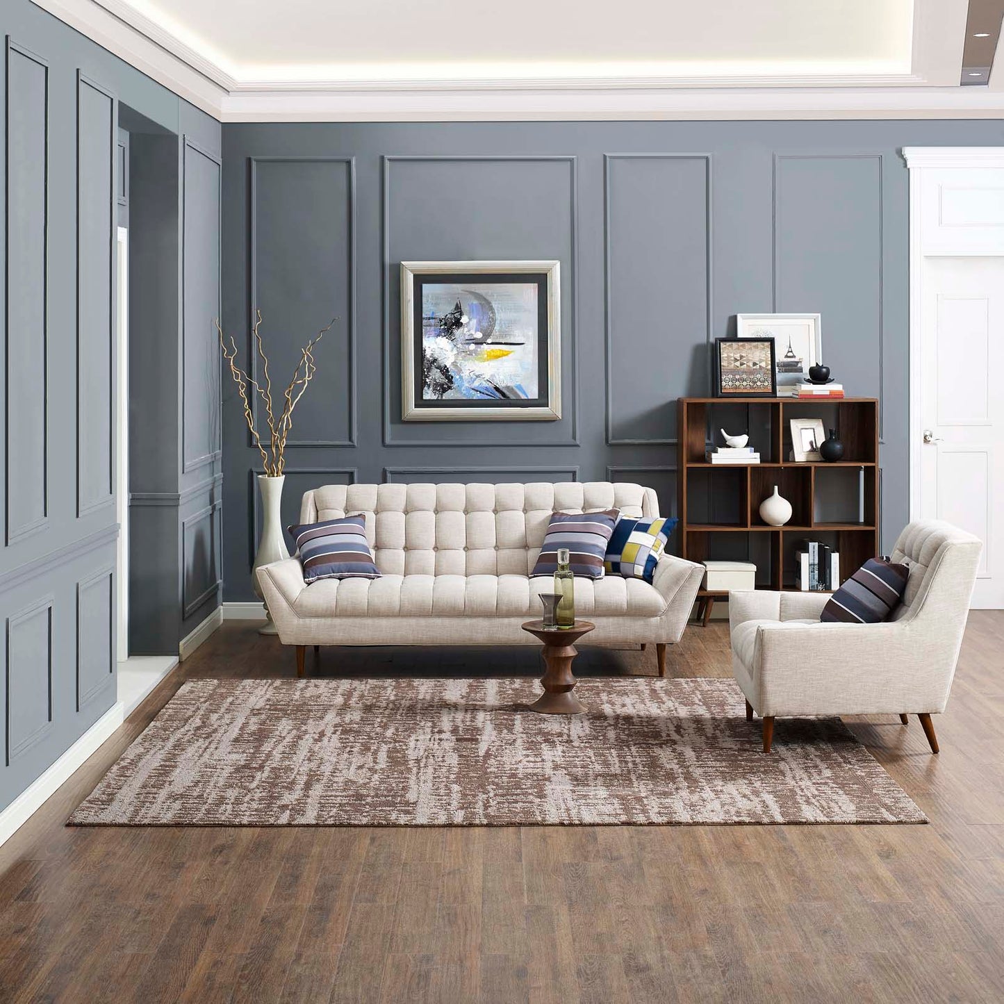 Modway Outlet Darja Distressed Rustic Modern 8x10 Area Rug by Modway  Living Room Rugs Light and Dark Tan - R-1023A-810