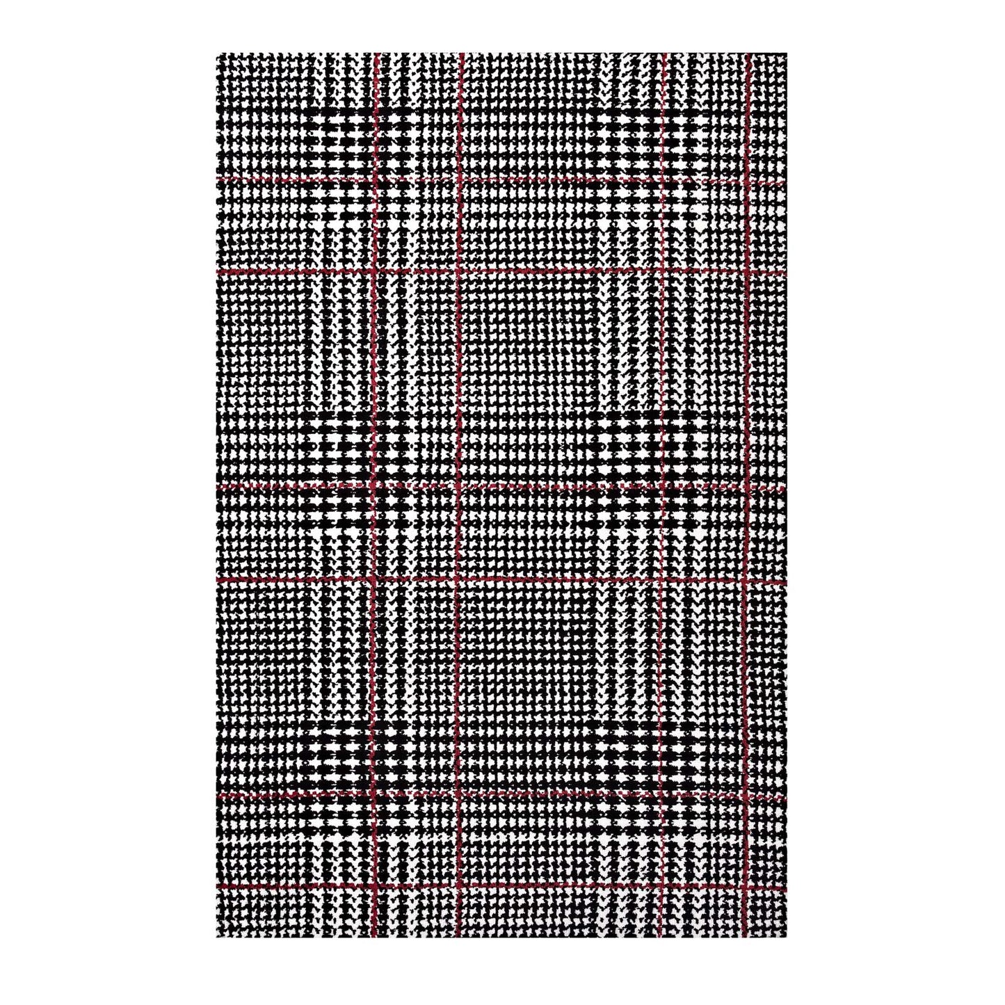 Modway Outlet Kaja Abstract Plaid 5x8 Area Rug by Modway  Living Room Rugs Ivory Black and Red - R-1024A-58