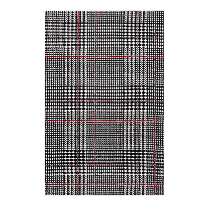 Modway Outlet Kaja Abstract Plaid 5x8 Area Rug by Modway  Living Room Rugs Ivory Black and Red - R-1024A-58