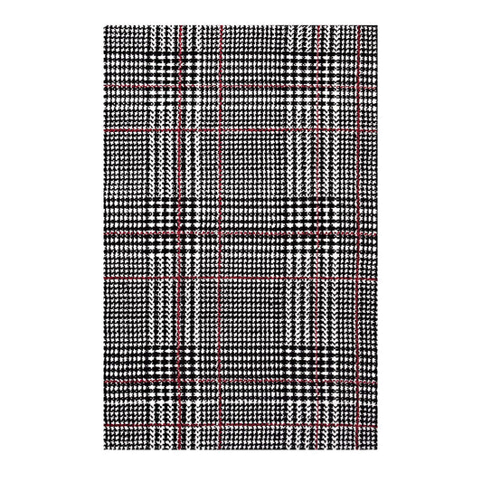 Modway Outlet Kaja Abstract Plaid 5x8 Area Rug by Modway  Living Room Rugs Ivory Black and Red - R-1024A-58