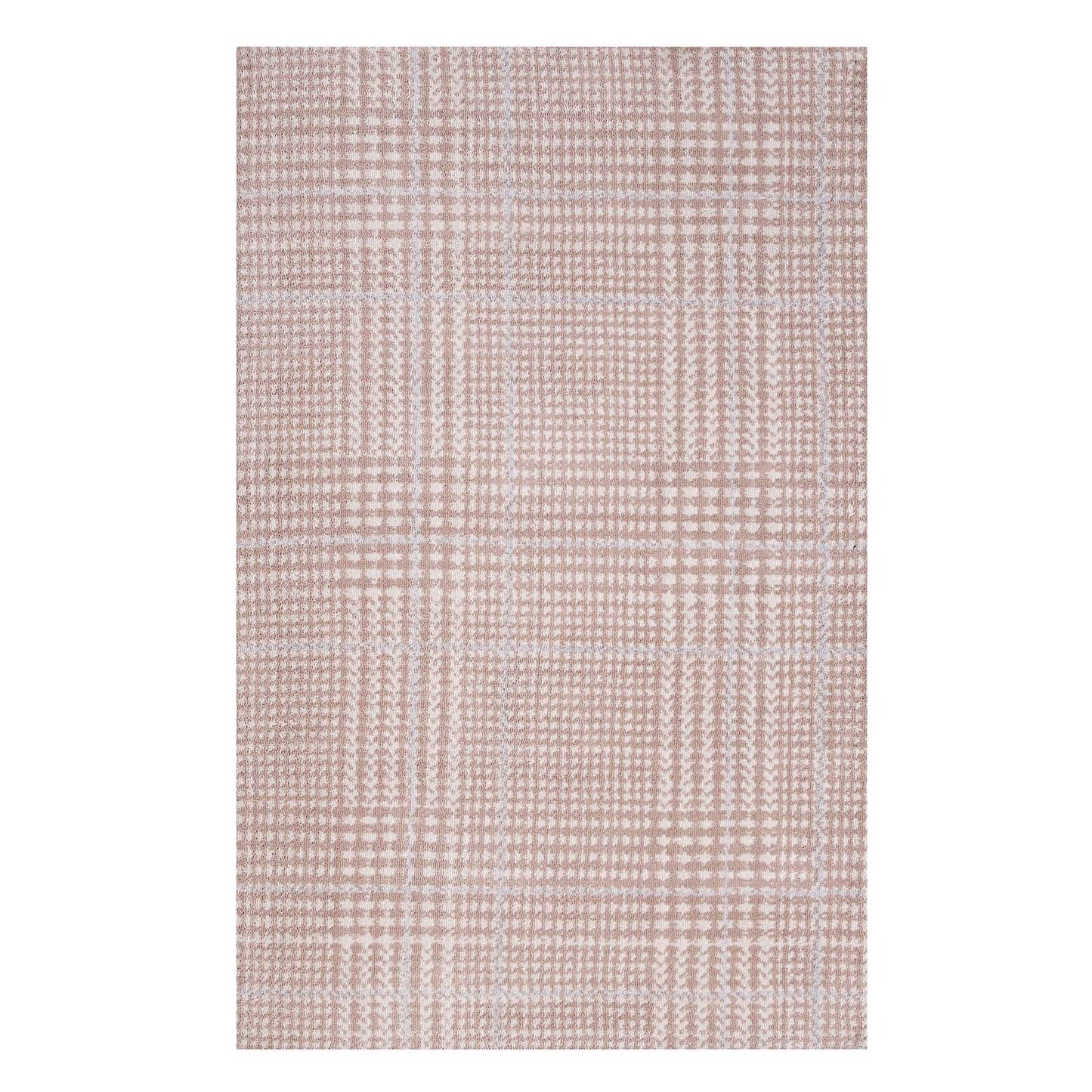 Modway Outlet Kaja Abstract Plaid 5x8 Area Rug by Modway  Living Room Rugs Ivory Cameo Rose and Light Blue - R-1024B-58