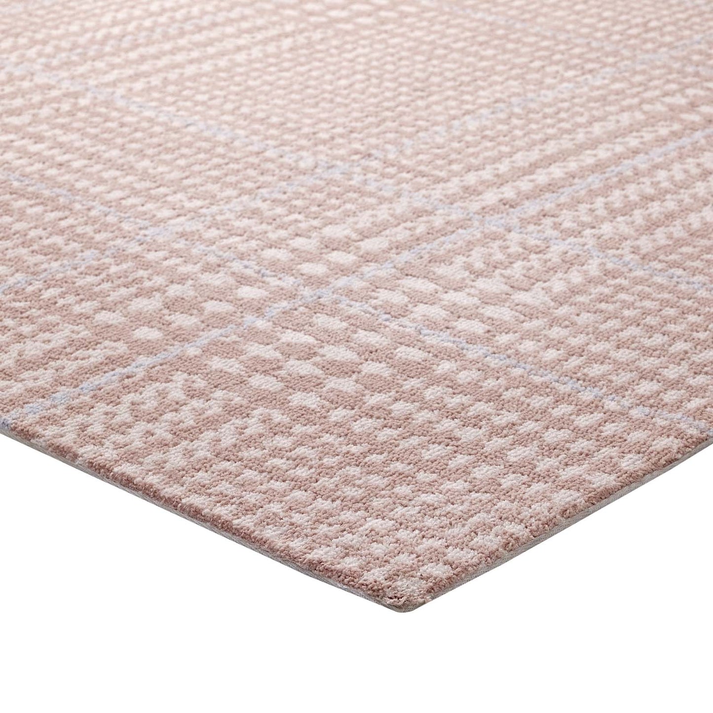 Modway Outlet Kaja Abstract Plaid 5x8 Area Rug by Modway  Living Room Rugs Ivory Cameo Rose and Light Blue - R-1024B-58