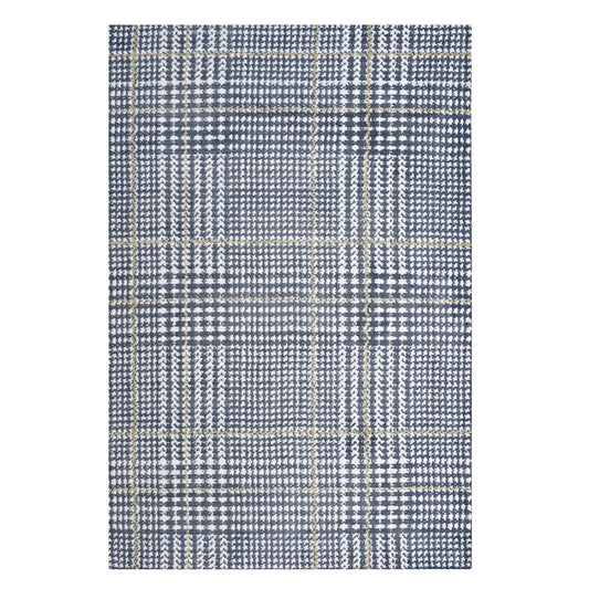 Modway Outlet Kaja Abstract Plaid 5x8 Area Rug by Modway  Living Room Rugs Ivory Cadet Blue and Citron - R-1024C-58